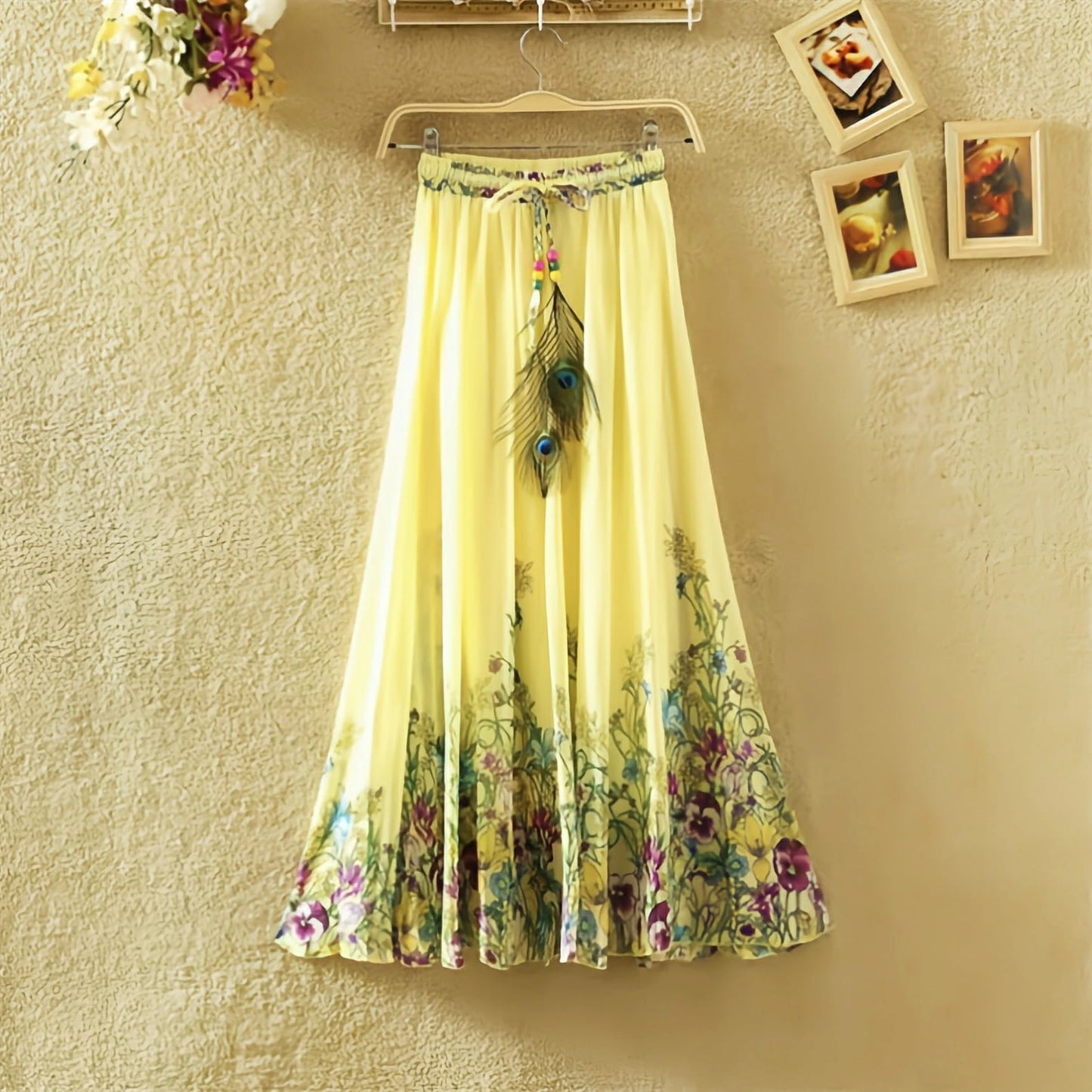 Golden Rose Flared Skirt – Ethnic Silk Skirt with 4-Meter Flair