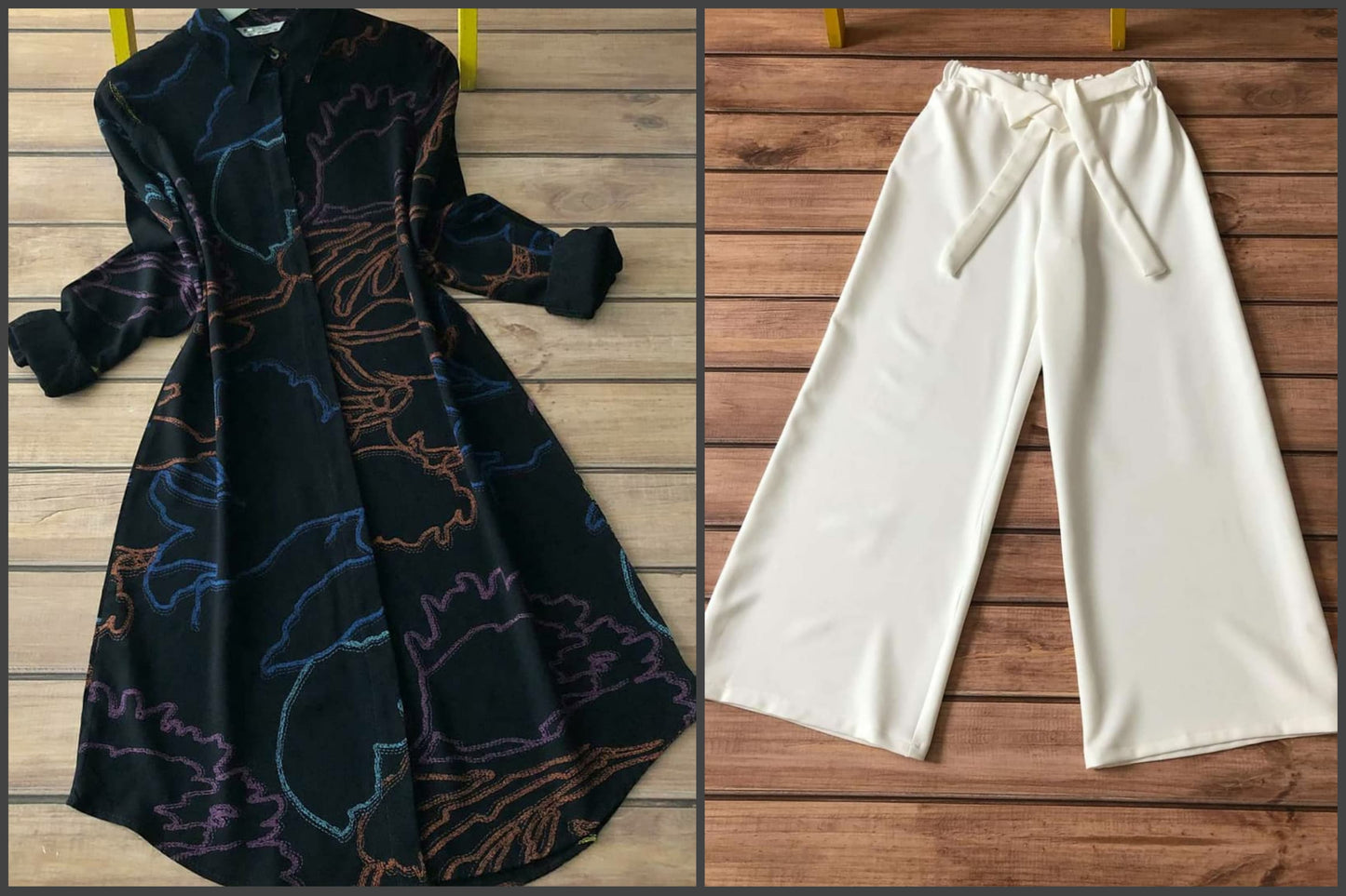 Abstract bloom coord set TFY
Black kurti with ivory plazzo India
Elegant ethnic coord set for women