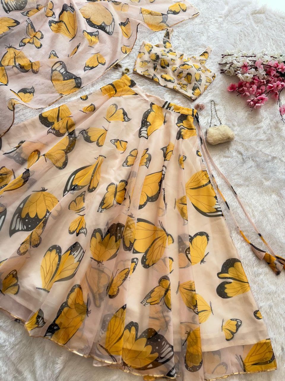 π¦ Butterfly Bliss Organza Lehenga Set β Elegant & Lightweight Ethnic Charm