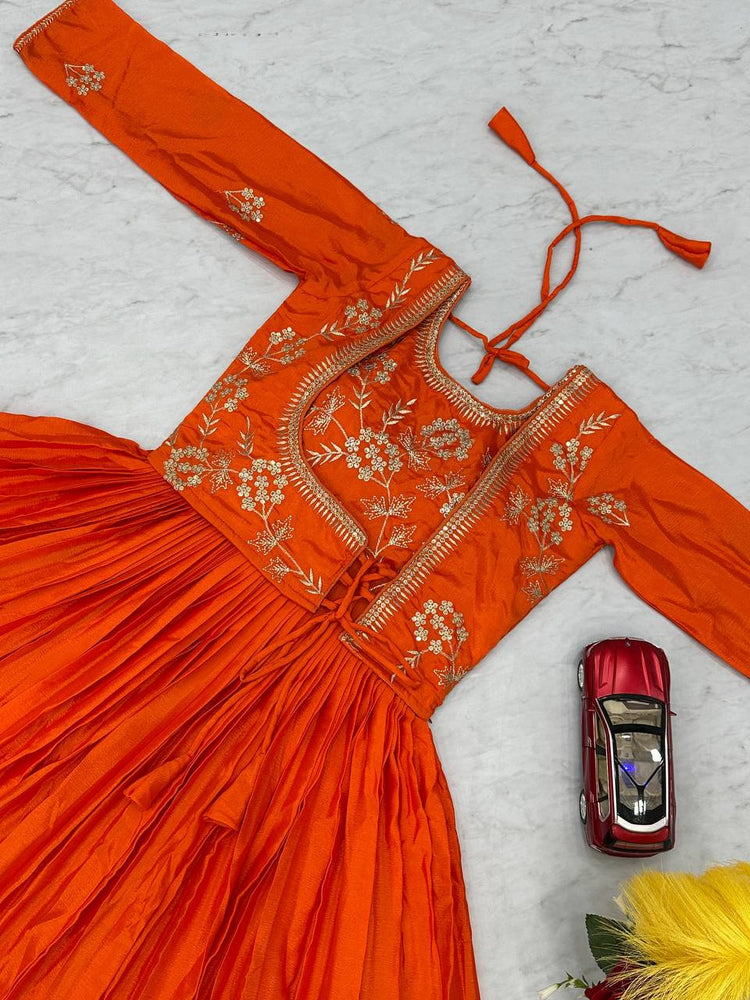 Embroidered festive gown for women TFY  Elegant stitched gown Indian ethnic wear  Wedding function gown TFY Ethnic  Pre-stitched embroidered gown India