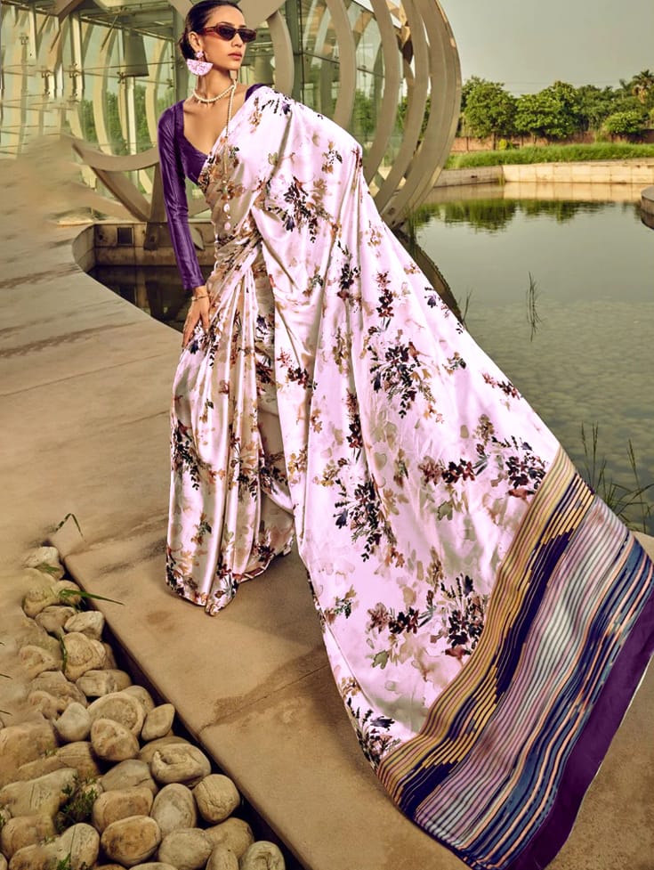 Digital Printed Original Premium Japan Satin Saree