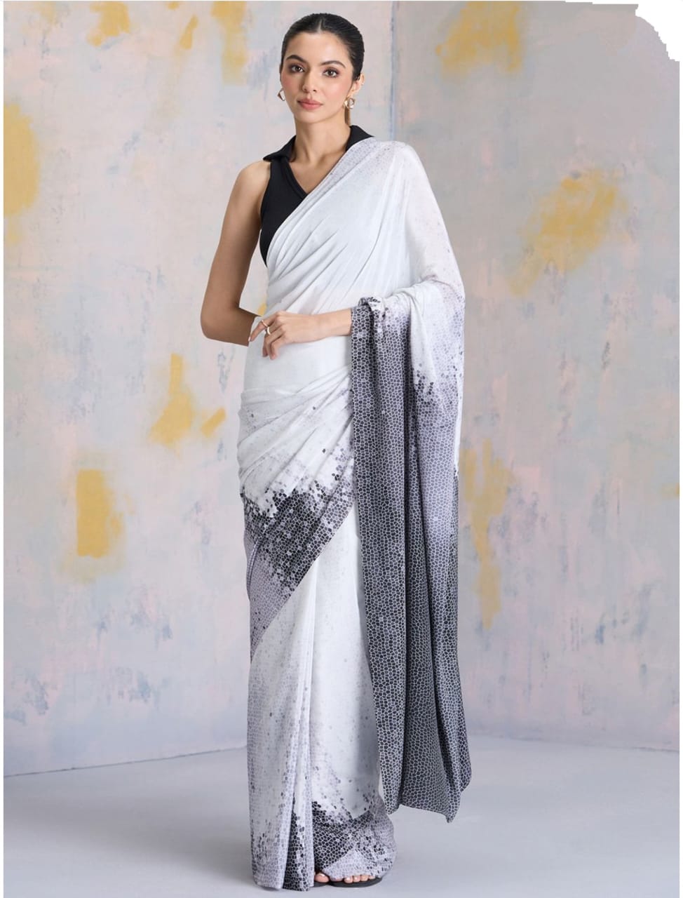 Ombre Sequin Work Digital Print Party Wear Saree Original Japan Satin (Devsena satin)