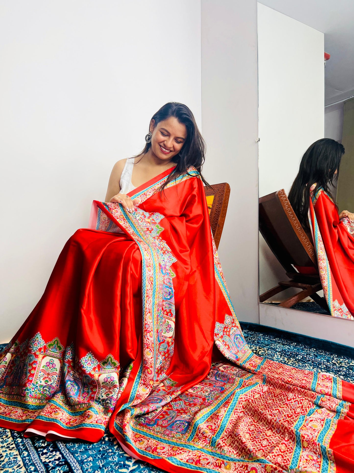 Kashmiri Pashmina Inspired Digital Print Original Japan Satin (Devsena satin)