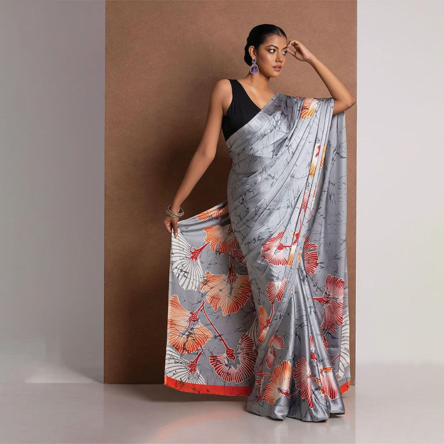 Printed Original Premium Japan Satin Saree