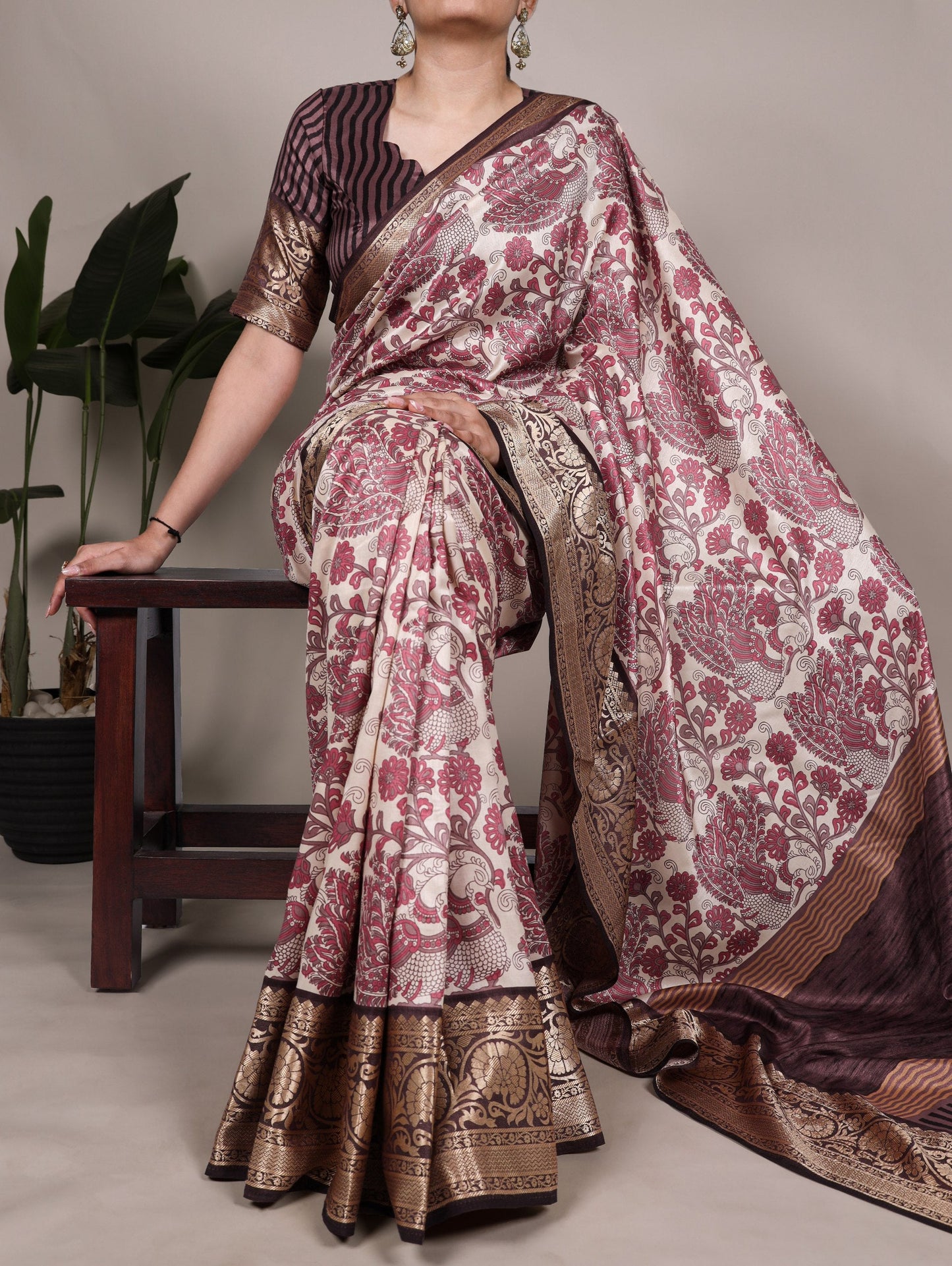 Saree with Rich Golden Zari Border Work
