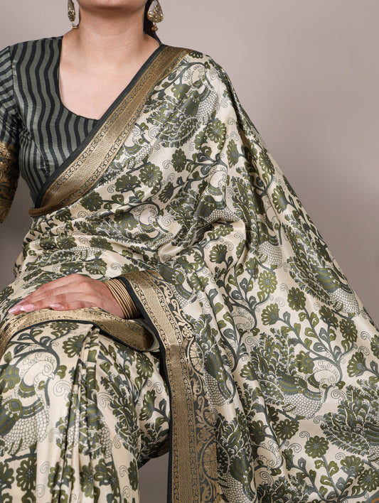 Saree with Rich Golden Zari Border Work