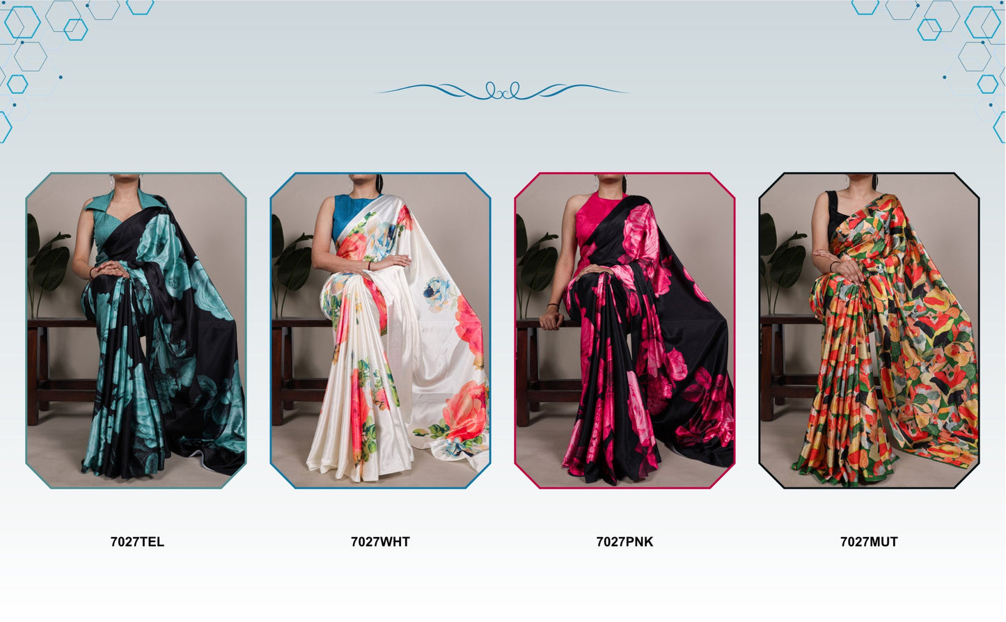 Artistic Multi-Hued Satin Silk Saree with Abstract Geometric Print