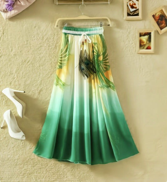 Crimson Petal Flared Skirt – Digital Floral Print for Everyday Grace