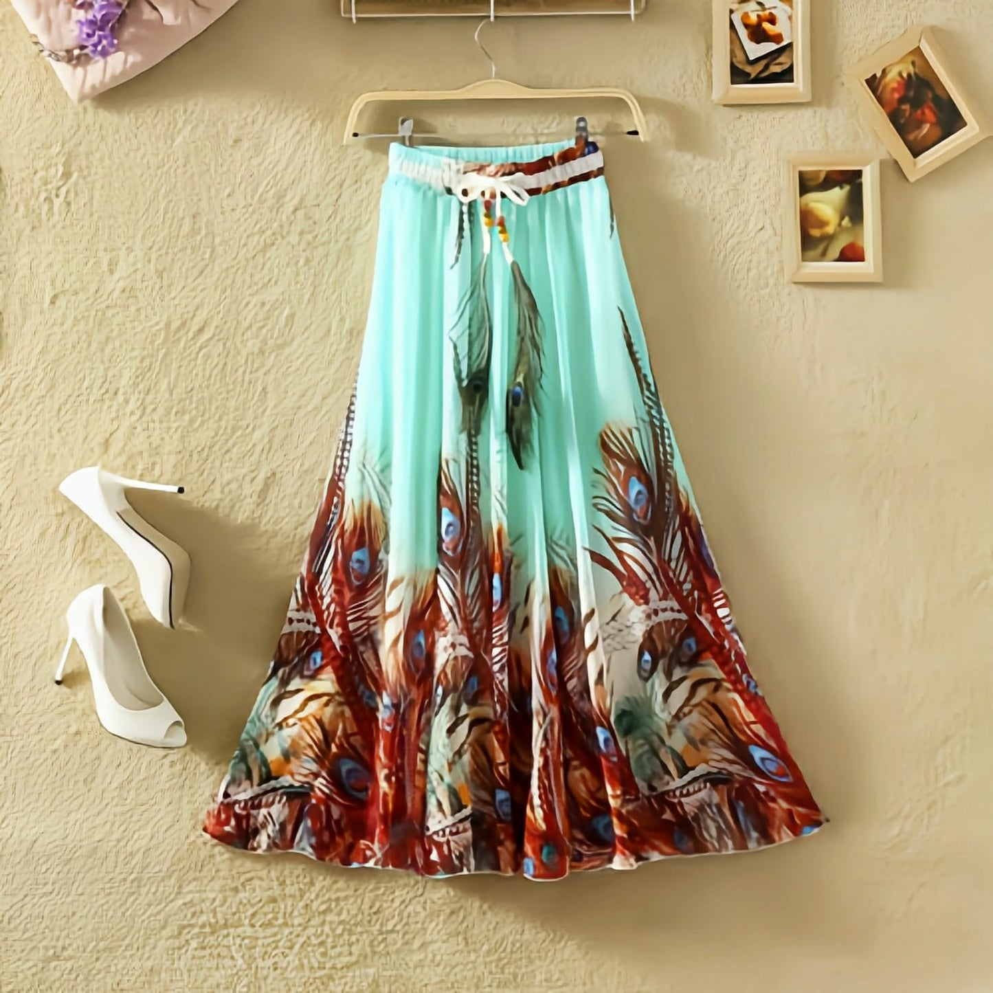 Olive Garden Flared Skirt – Earthy Ethnic Digital Print