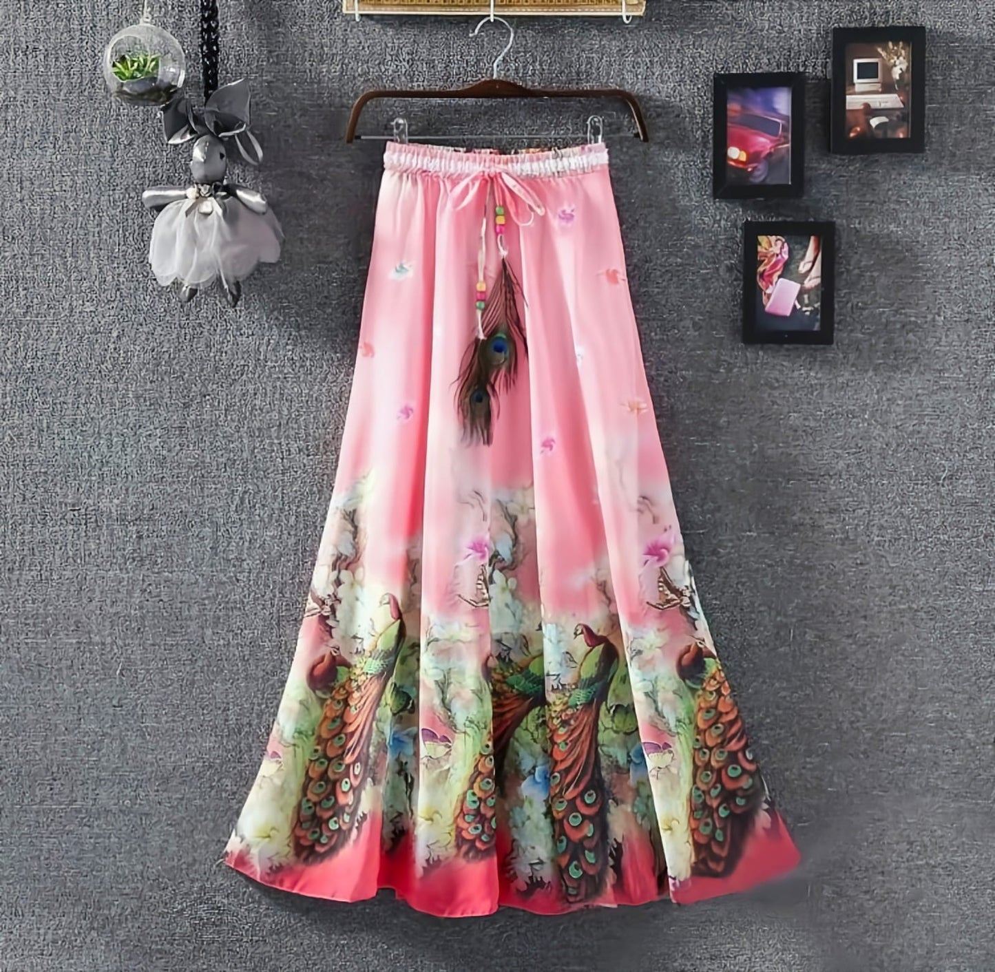 Blush Meadow Flared Skirt – Soft Floral Rayon Comfortwear