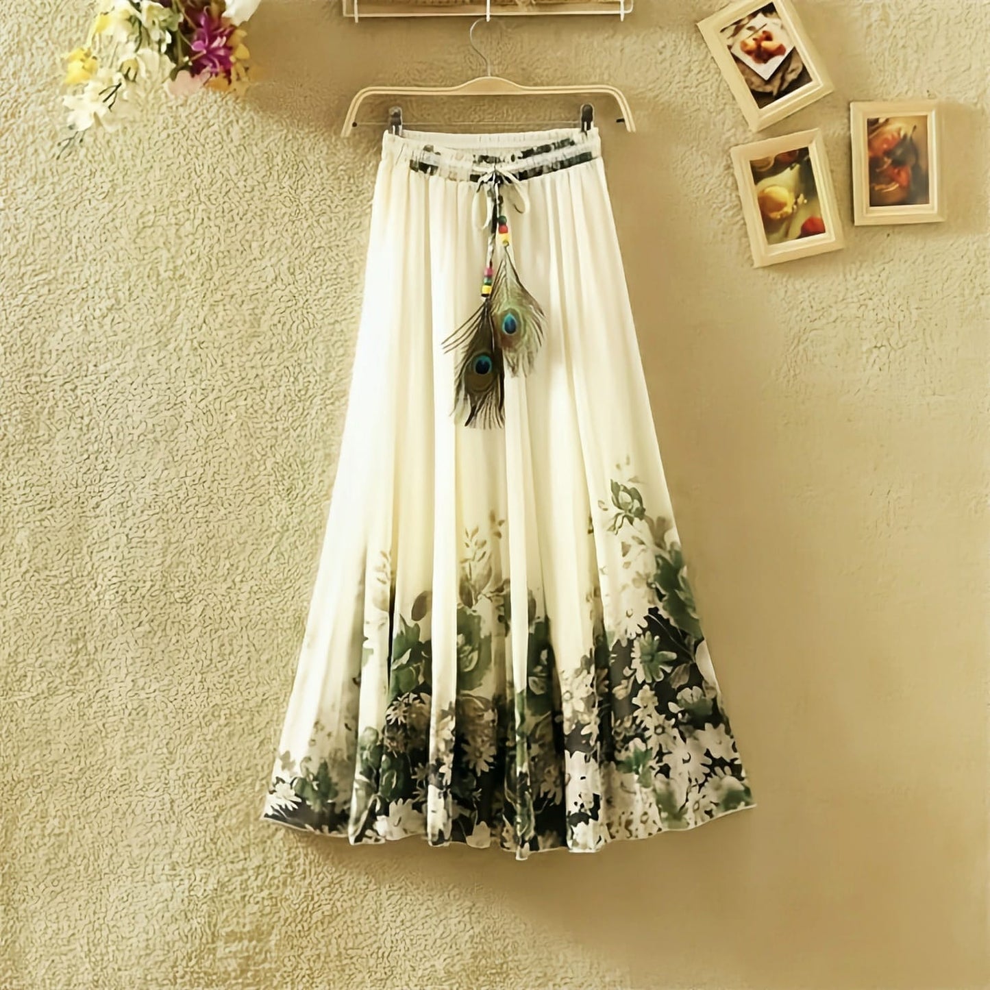 Earth Blossom Flared Skirt – Floral Rayon Skirt for Women
