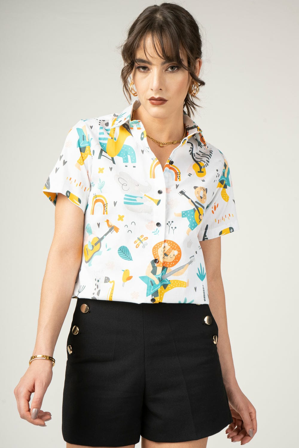 Cartoon print rayon shirt for women TFY

Quirky casual digital printed shirt India

TFY Cartoon Jam fun shirt for girls


