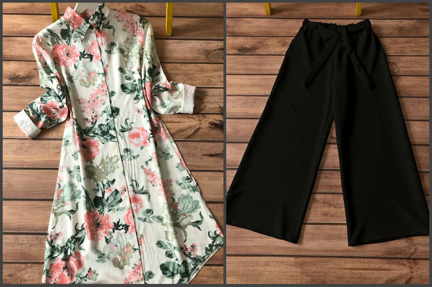 Floral bloom kurti set TFY Ethnic

Printed ivory kurti with black plazzo

Elegant ethnic kurti plazzo combo India