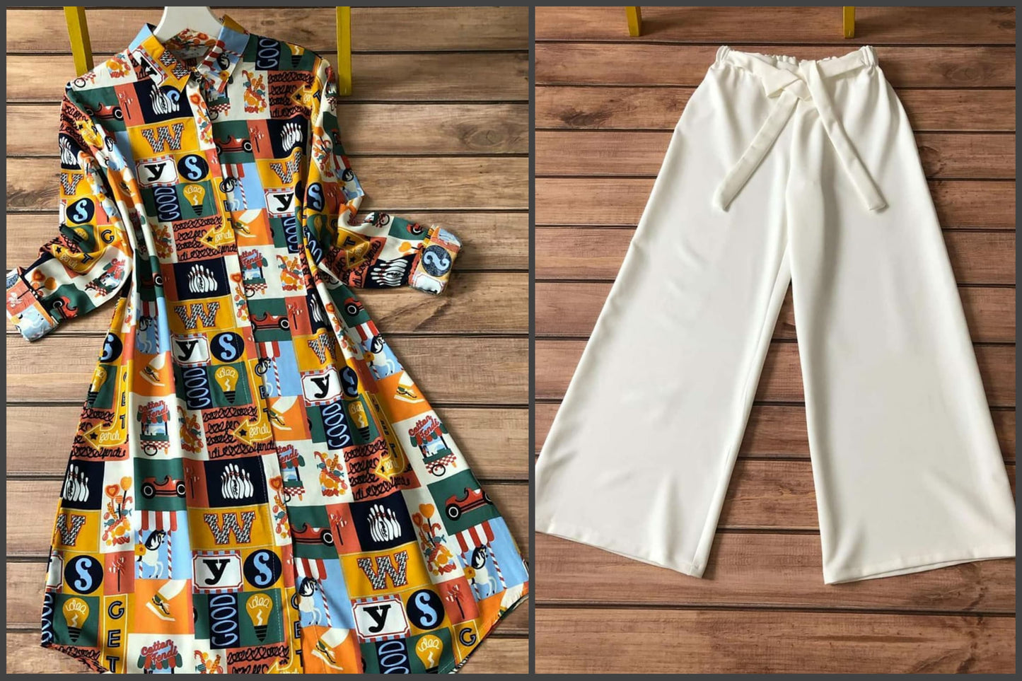 Street pop coord set TFY

Multicolor patch kurti with ivory plazzo

Trendy ethnic coord set for girls India