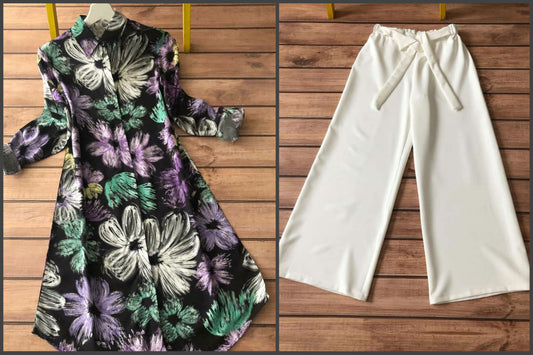 Floral brush coord set TFY

Bold bloom kurti with ivory plazzo

Artistic floral coord set India