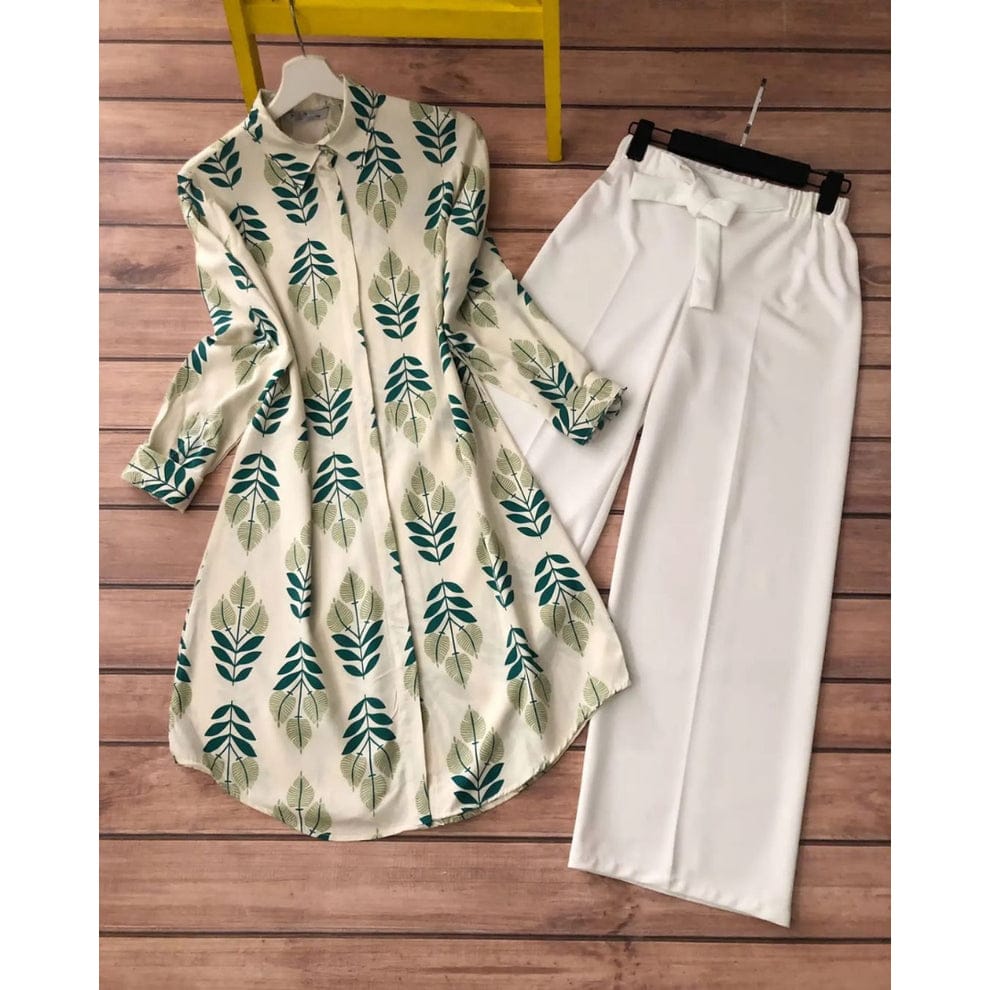 Tropical mist coord set TFY Ethnic

Leaf print kurti with white plazzo

Nature inspired ethnic coord set India

