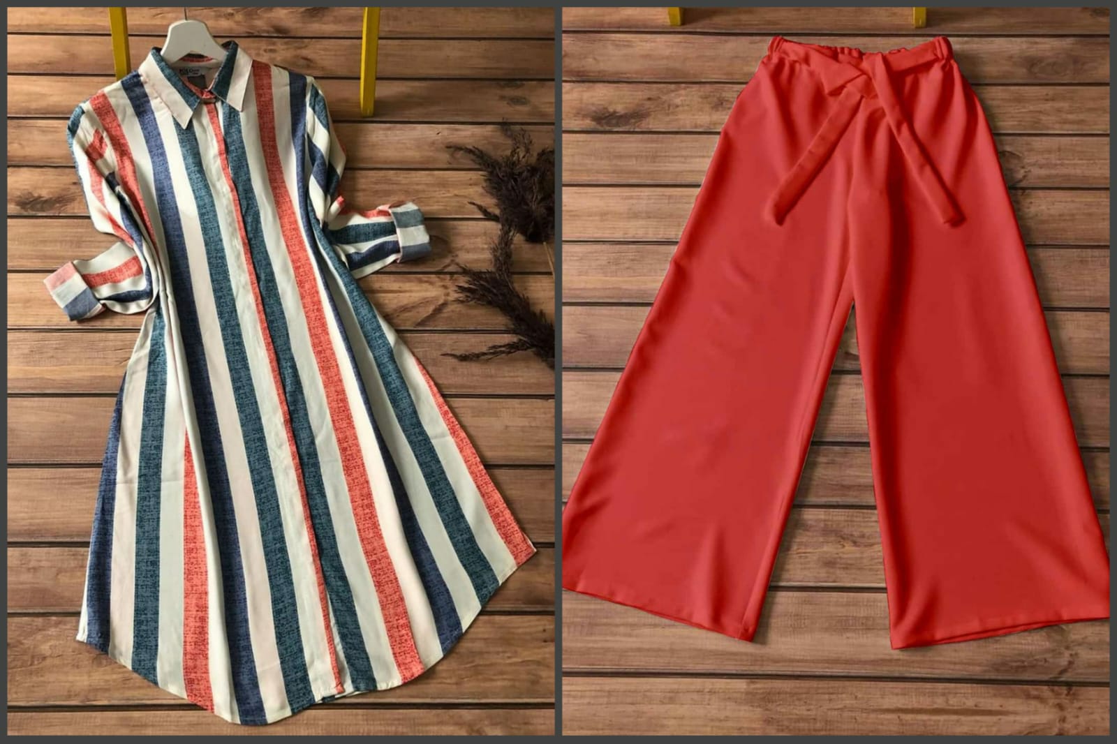 Sunset stripes coord set TFY Ethnic

Rust striped shirt kurti with red plazzo

Bold ethnic coord set India