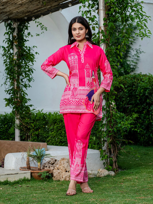 Muslin silk coord set for women TFY

Elegant shirt style kurti with plazzo

Premium muslin ethnic wear set India