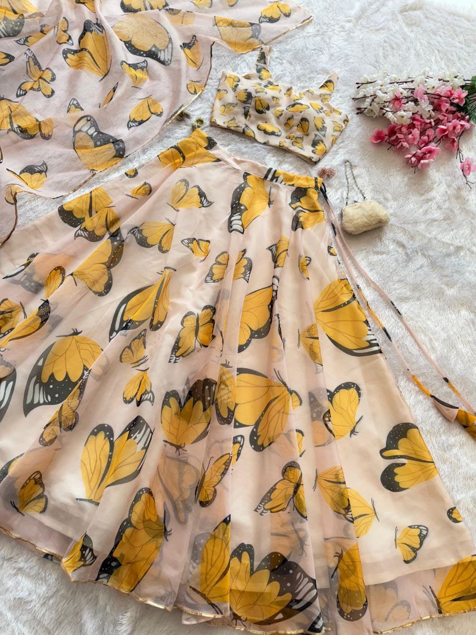 🦋 Butterfly Bliss Organza Lehenga Set – Elegant & Lightweight Ethnic Charm