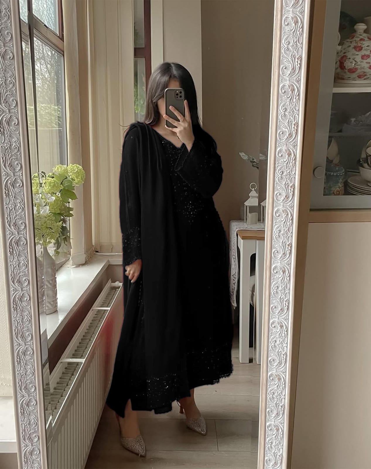 Premium Georgette Sequence Embroidered Top Plazzo Dupatta Set