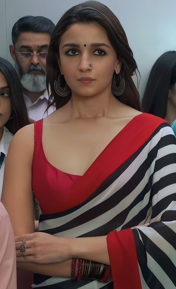 Black and White Lining saree