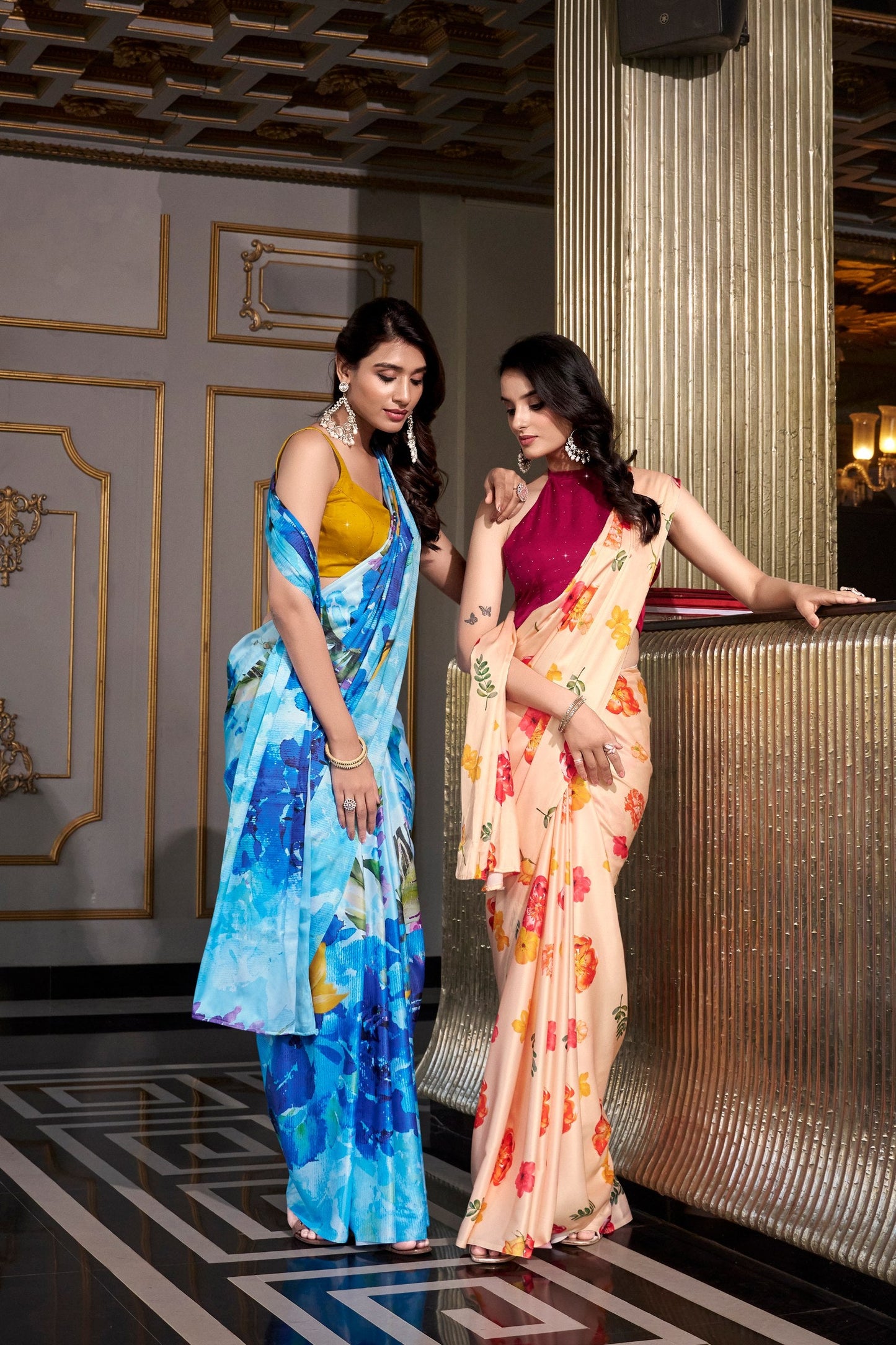 Premium Satin Silk Digital Print Saree