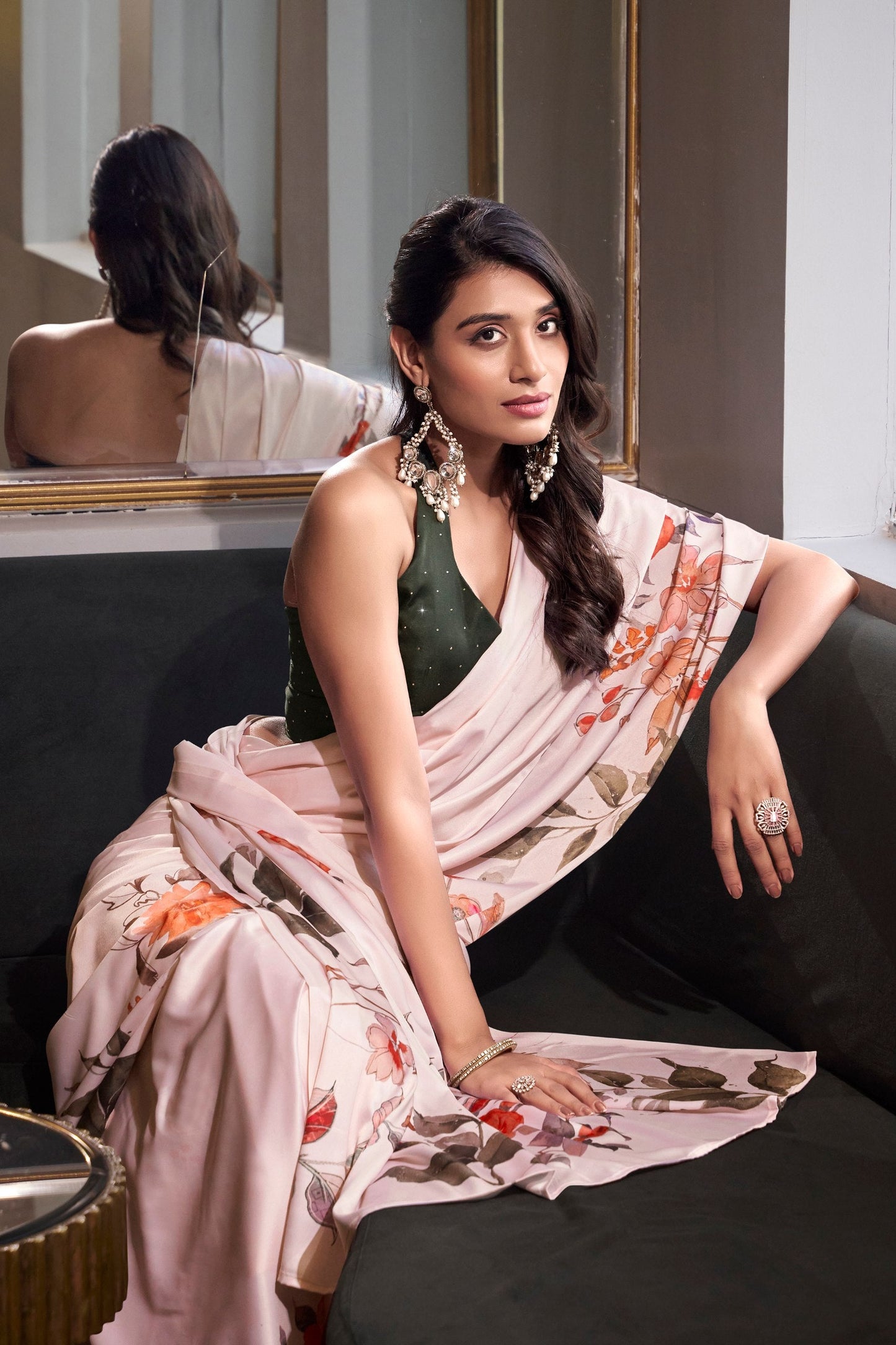 Premium Satin Silk Digital Print Saree