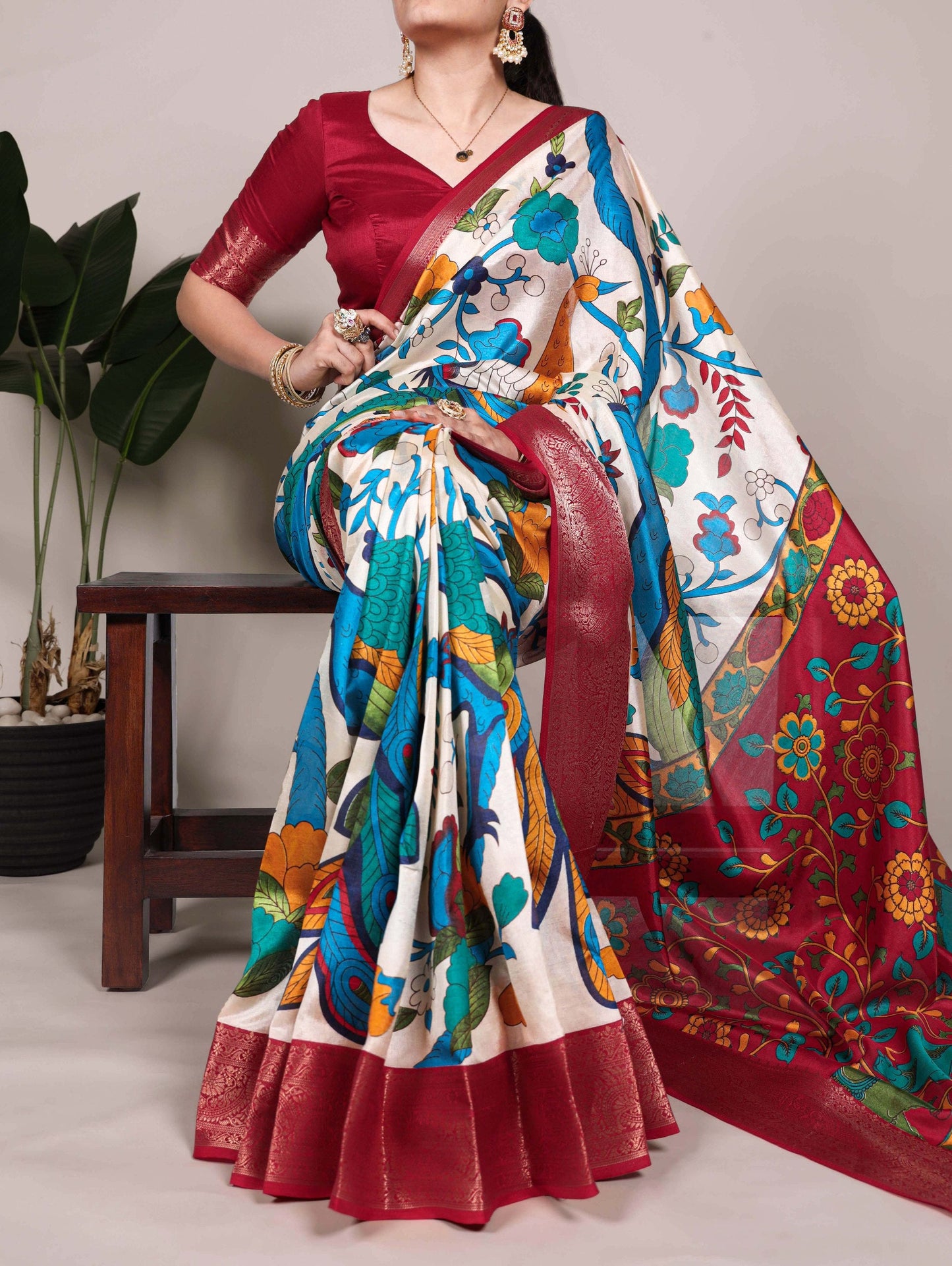 Tussar Silk With Viscose Border Premium Saree