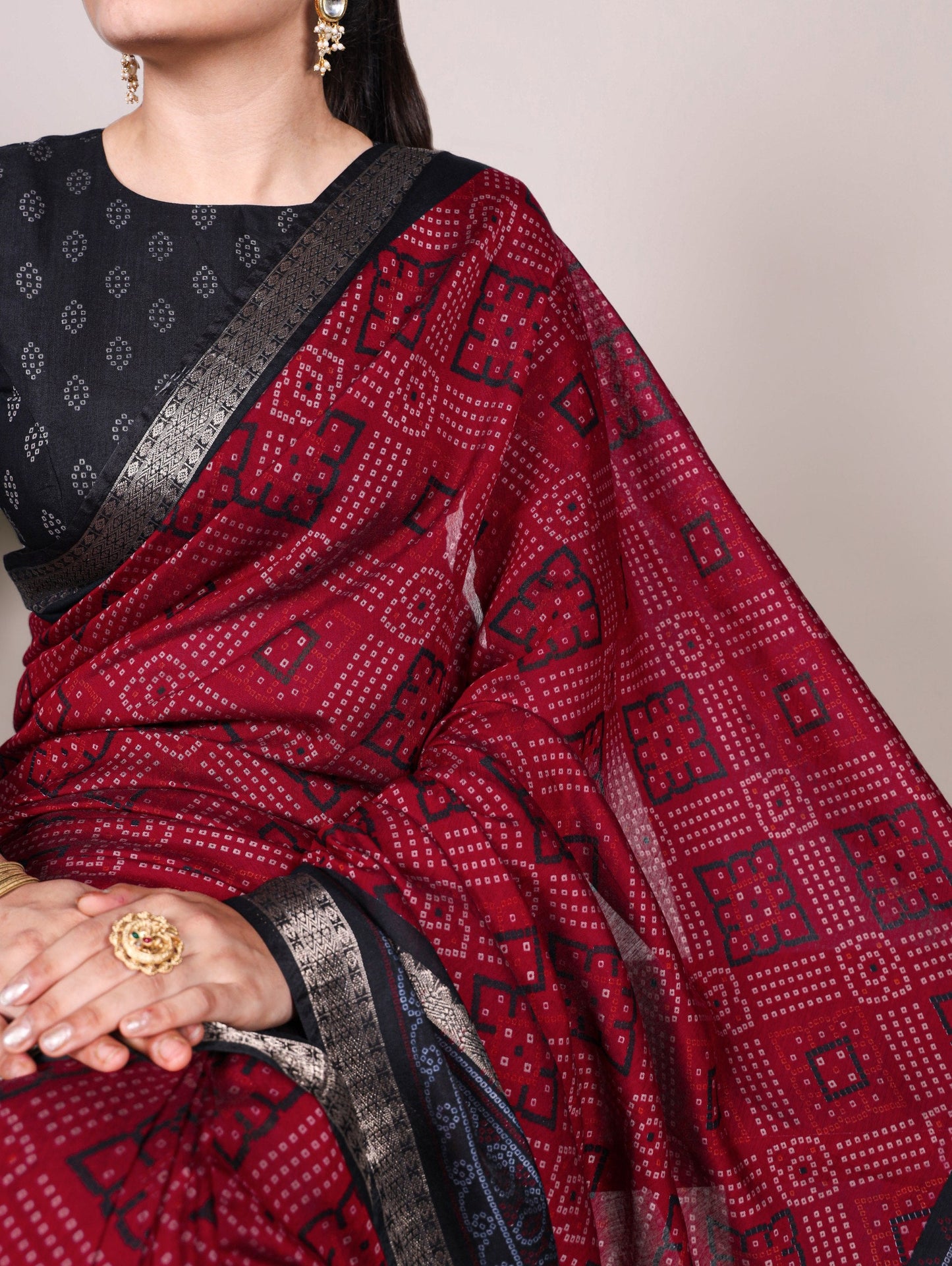 Bandhej Print With Zari Weaving Work