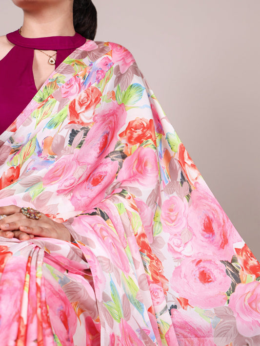 Blooming floral design Soft Touch Silk Saree