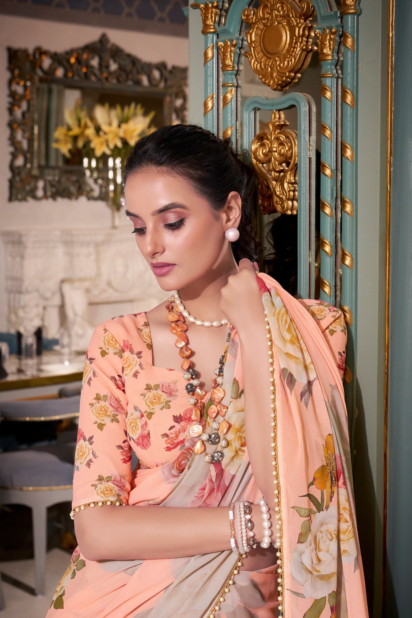 Printed with pearl lace border